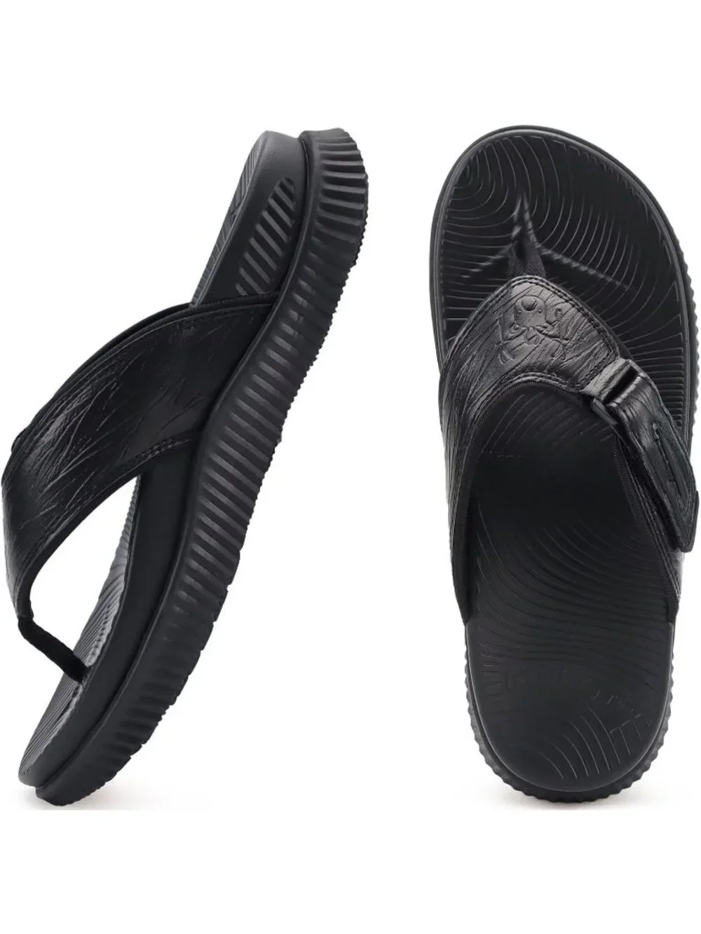 Men's Black Orthotic Cushion Flip Flops Athletic Recovery Soft Foam Sandal Shoes